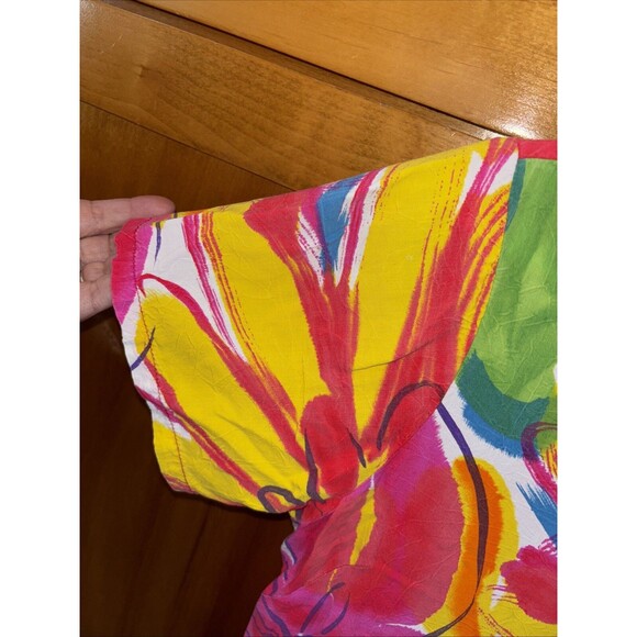 Jams World Vintage Dress Hawaii Button Down Pockets Short Sleeve Floral Print L - Picture 5 of 9